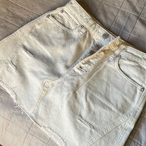 We The Free Cream Button-Front Denim Skirt